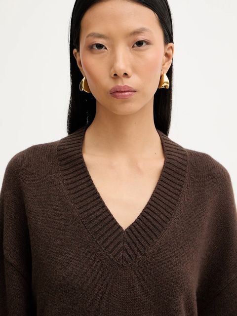 Marc O'Polo sweter z dodatkiem wełny damski kolor brązowy 510609060235