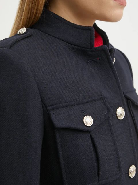 Morgan płaszcz z domieszką wełny GDILA damski kolor granatowy przejściowy GDILA