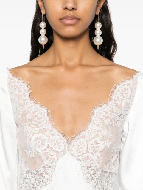 Self-Portrait lace satin gown - White