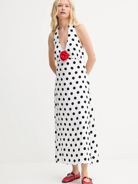 The Sleeper sukienka kolor biały midi rozkloszowana JRDR02G016R