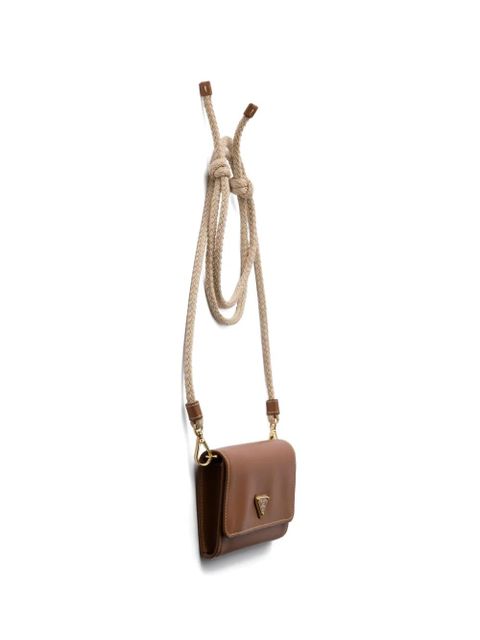 Prada leather wallet with shoulder strap - Brown