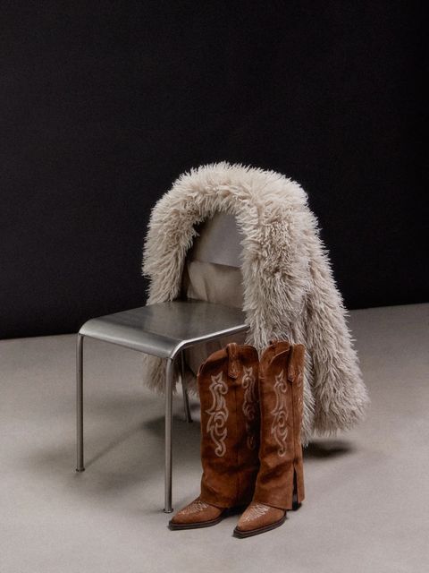 Answear.LAB kowbojki zamszowe kolor brązowy na słupku - zdjęcie produktu nr 1