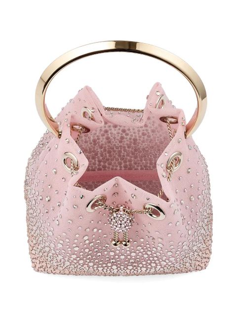 Jimmy Choo Bon Bon embellished circle-handle bucket bag - Pink
