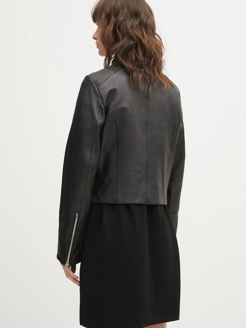 HUGO kurtka skórzana Lasari kolor czarny przejściowa 50555743