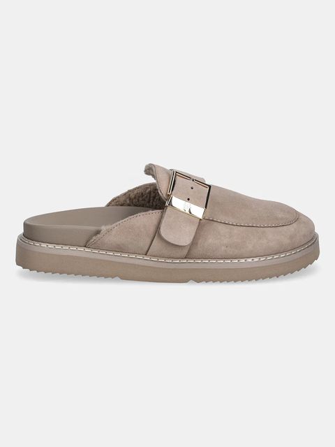 Tommy Hilfiger klapki zamszowe TH BUCKLE FUR SUEDE MULE - zdjęcie produktu nr 1