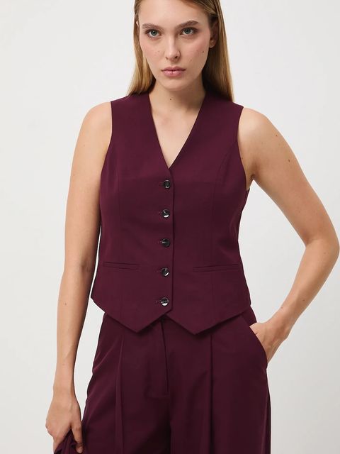 Medicine kamizelka damska kolor bordowy jednorzędowa - zdjęcie produktu nr 1