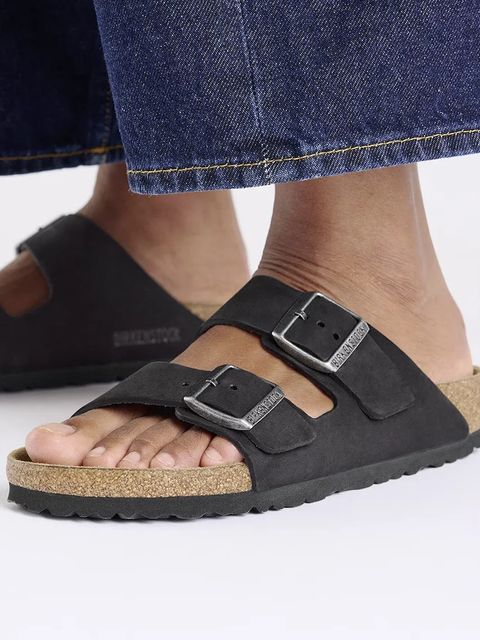 Birkenstock klapki nubukowe Arizona SFB kolor czarny 1019035
