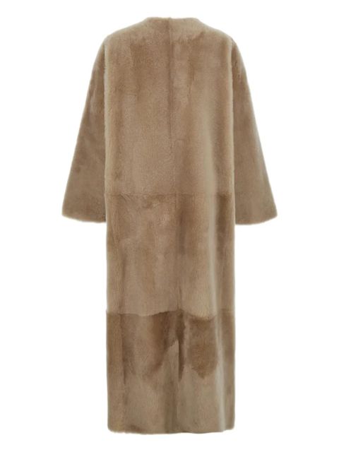 Yves Salomon round-neckline concealed-fastening coat - Neutrals - zdjęcie produktu nr 2