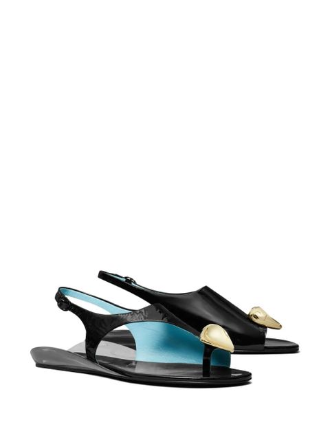 Tory Burch Patos stone-embellished leather sandals - Black - zdjęcie produktu nr 2
