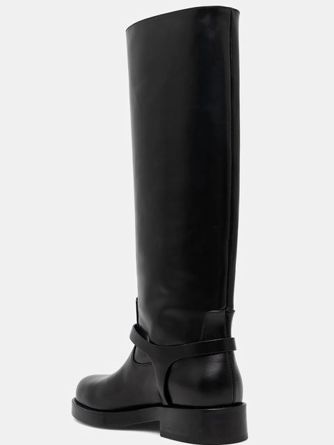 Elisabetta Franchi kozaki skórzane damskie kolor czarny na płaskim obcasie SA57B56E2