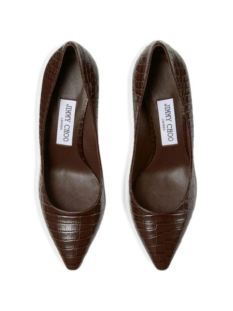 Jimmy Choo Romy crocodile-effect leather pumps - Brown