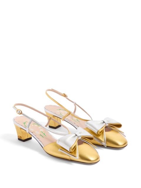 Valentino Garavani 45mm Bowow slingback pumps - Gold