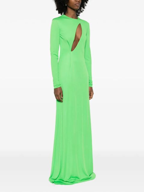 TOM FORD cut-out long-sleeve maxi dress - Green
