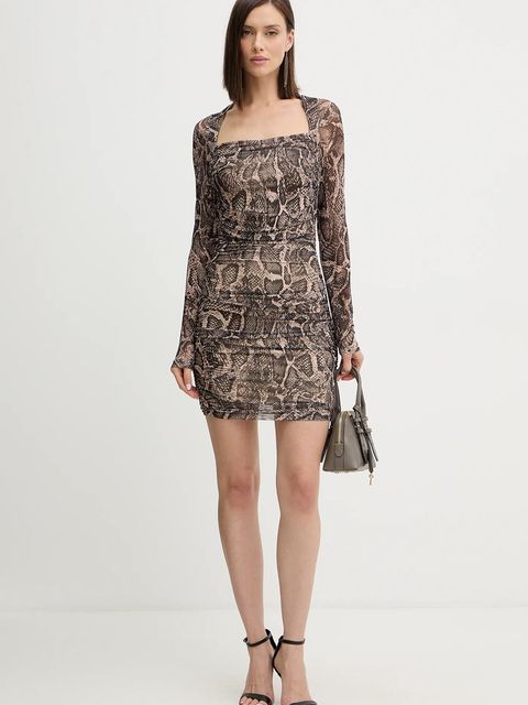 Guess sukienka BERNARDETTE kolor brązowy mini dopasowana W5BK65 KCZC2