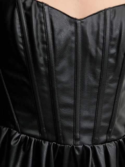 Bardot sukienka kolor czarny mini rozkloszowana 60114DB