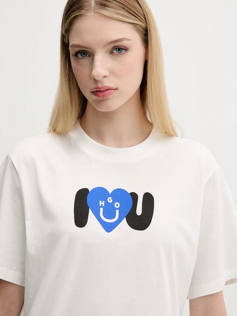 Hugo Blue t-shirt bawełniany damski kolor biały 50545053