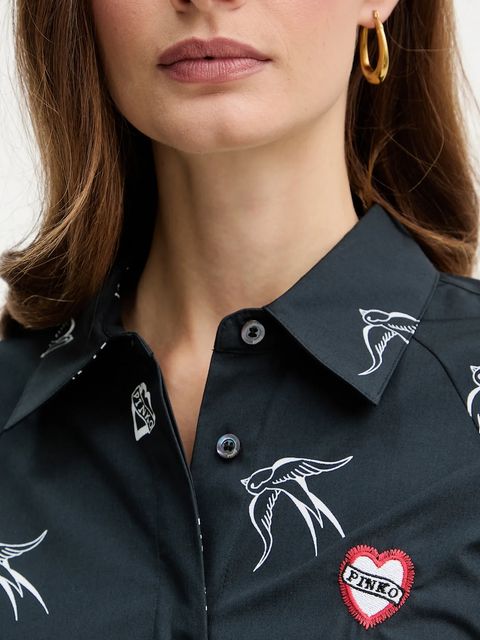 Pinko sukienka bawełniana kolor czarny mini prosta 105476 A2QA