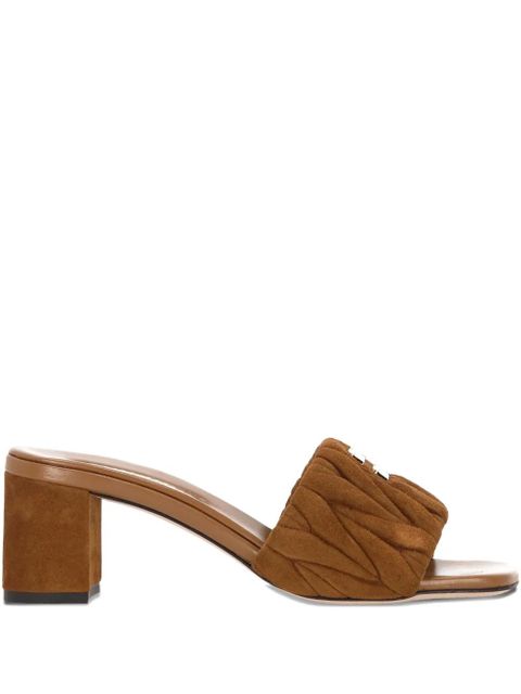 Miu Miu 55mm matelassé-motif leather sandals - Brown - zdjęcie produktu nr 1
