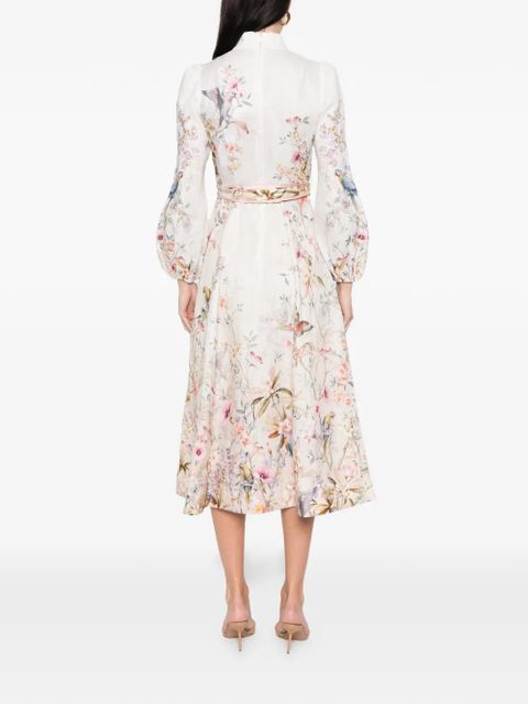 ZIMMERMANN Rebellion button floral-print midi dress - Neutrals