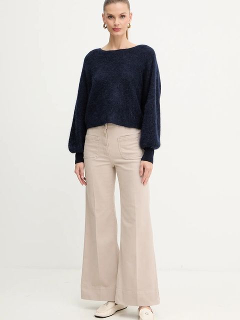 Marella sweter z dodatkiem wełny damski kolor granatowy 2523366384200