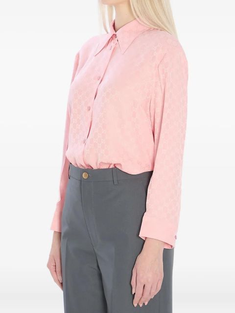 Gucci GG jacquard-pattern buttoned silk shirt - Pink