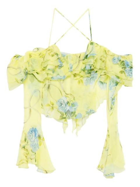 Blumarine floral-print ruffled blouse - Yellow - zdjęcie produktu nr 1