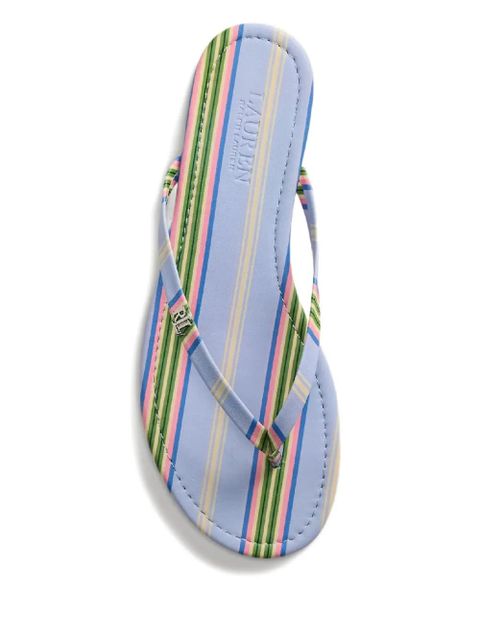 Lauren Ralph Lauren striped logo-plaque flip-flops - Blue
