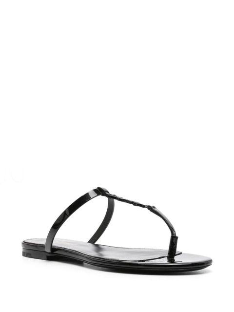 Saint Laurent Cassandra leather slides - Black