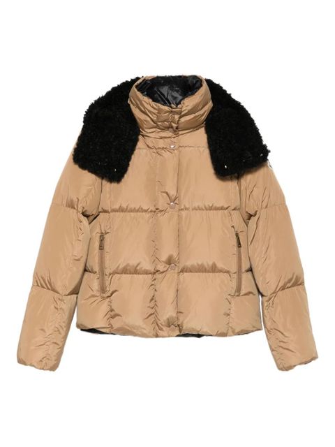 Moncler faux-fur collar zip-up coat - Neutrals - zdjęcie produktu nr 1
