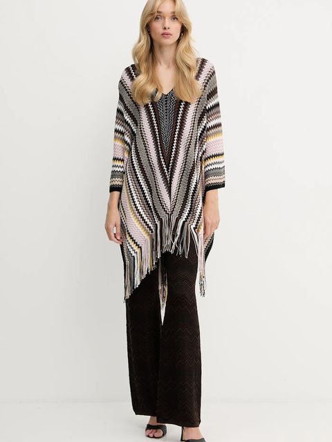 Missoni poncho z wełną kolor brązowy lekkie 9P4EWMDA232 - zdjęcie produktu nr 2