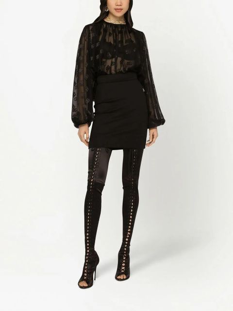 Dolce & Gabbana DG-logo satin blouse - Black