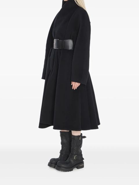 Balenciaga leather-belt wrap coat - Black