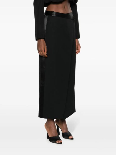 Simkhai satin-belt wrap midi skirt - Black