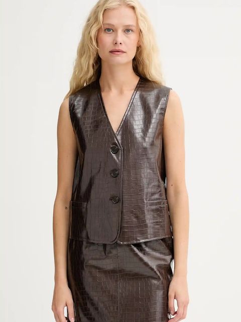 ISABELLE BLANCHE kamizelka kolor brązowy jednorzędowa IS25FW-C027-T006