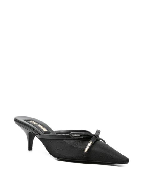 Miu Miu bow-detail pointed-toe mules - Black - zdjęcie produktu nr 2
