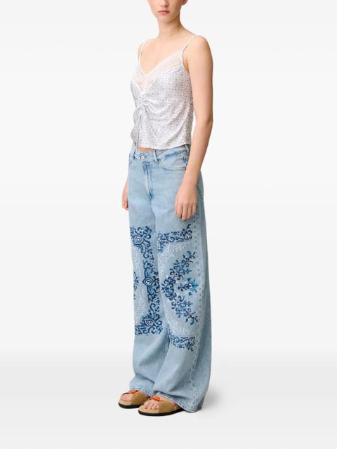 Claudie Pierlot embroidered wide-leg jeans - Blue
