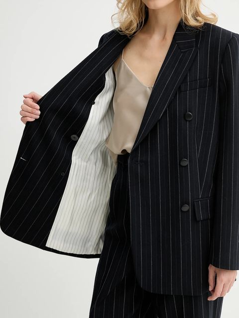 Rag & Bone marynarka z dodatkiem wełny kolor granatowy dwurzędowa wzorzysta RA8925F4MCN