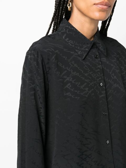PINKO patterned-jacquard long-sleeve shirt - Black