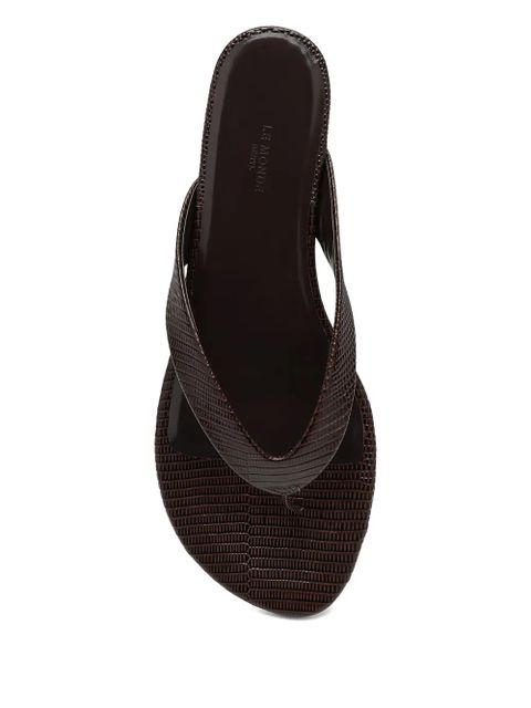 Le Monde Beryl Infradito embossed leather thong sandals - Brown