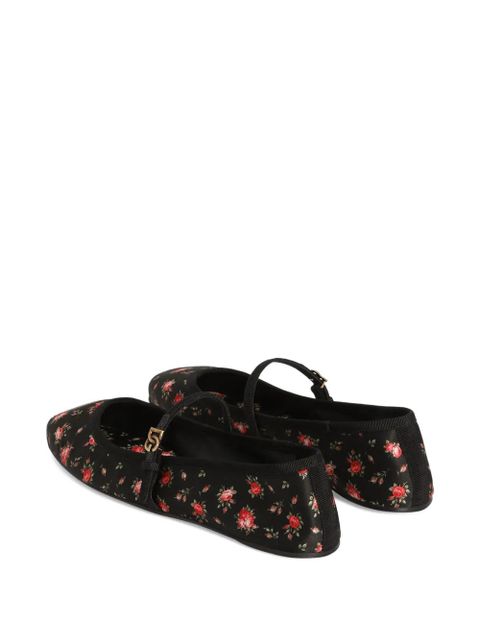 Dolce & Gabbana floral strap ballet flats - Black