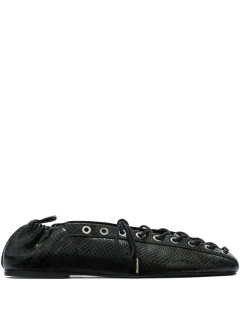 GANNI eyelets lace-up ballet flats - Black - zdjęcie produktu nr 1