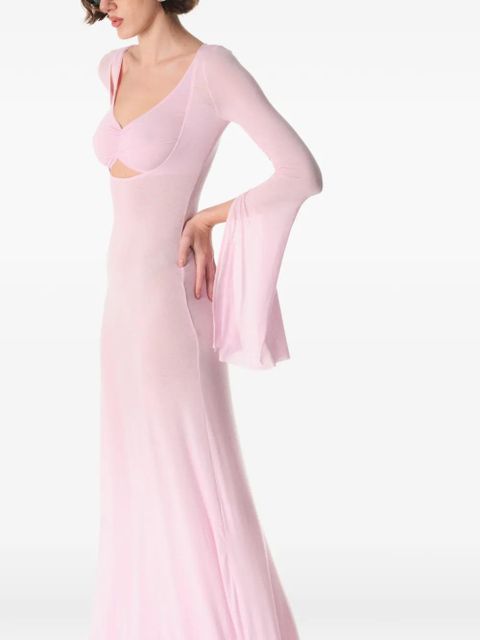 MANURÍ V-neck long-sleeve maxi dress - Pink
