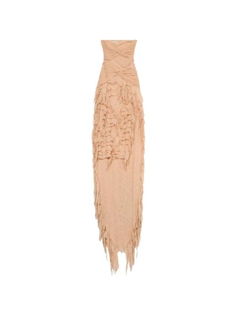 Blumarine ruched ruffled maxi dress - Neutrals - zdjęcie produktu nr 1