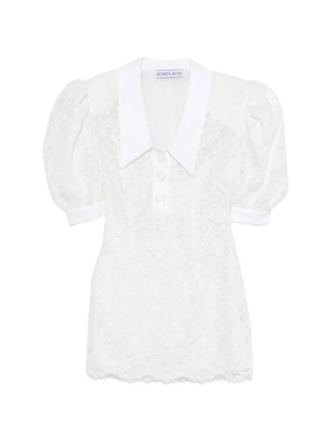 Rowen Rose puffy-sleeves polo mini dress - White - zdjęcie produktu nr 1
