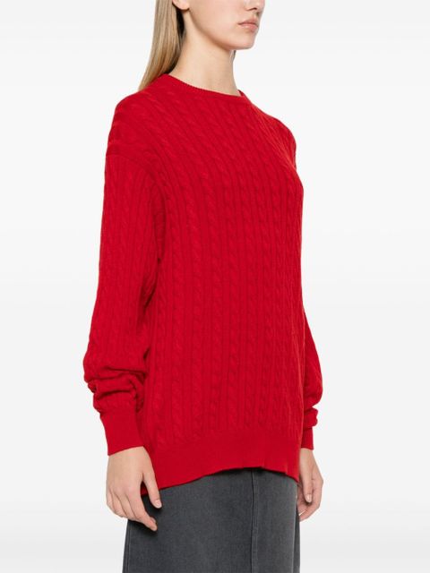 Miu Miu crew-neck cable-knit jumper - Red