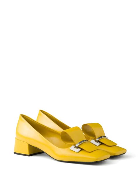 Prada 35mm brushed-leather pumps - Yellow - zdjęcie produktu nr 2