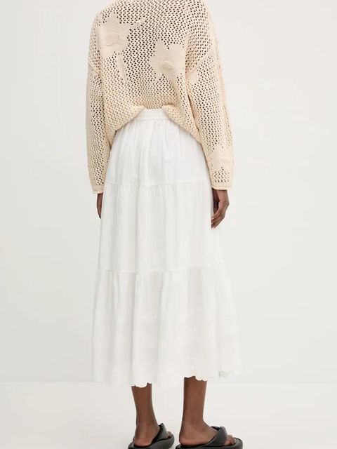 Desigual spódnica bawełniana TOLSTOI kolor biały maxi rozkloszowana 25SWFW01