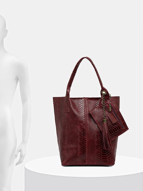 Answear Lab torebka skórzana kolor bordowy