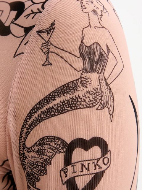 Pinko bluzka damska kolor beżowy wzorzysta 105798 A2VM