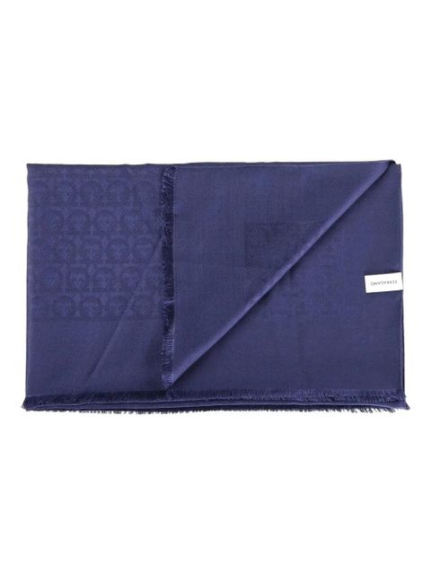 Ferragamo monogram fringed scarf - Blue - zdjęcie produktu nr 1